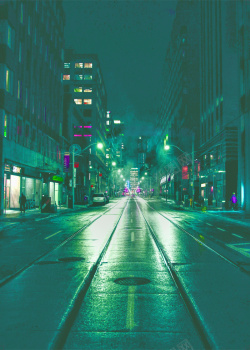 宁静夜景装饰画城市街道夜景高清图片