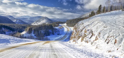 冬天野外冬天野外道路背景高清图片