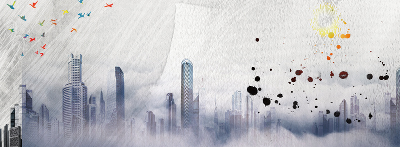 城市大气未来世界烟雾蓝色背景背景