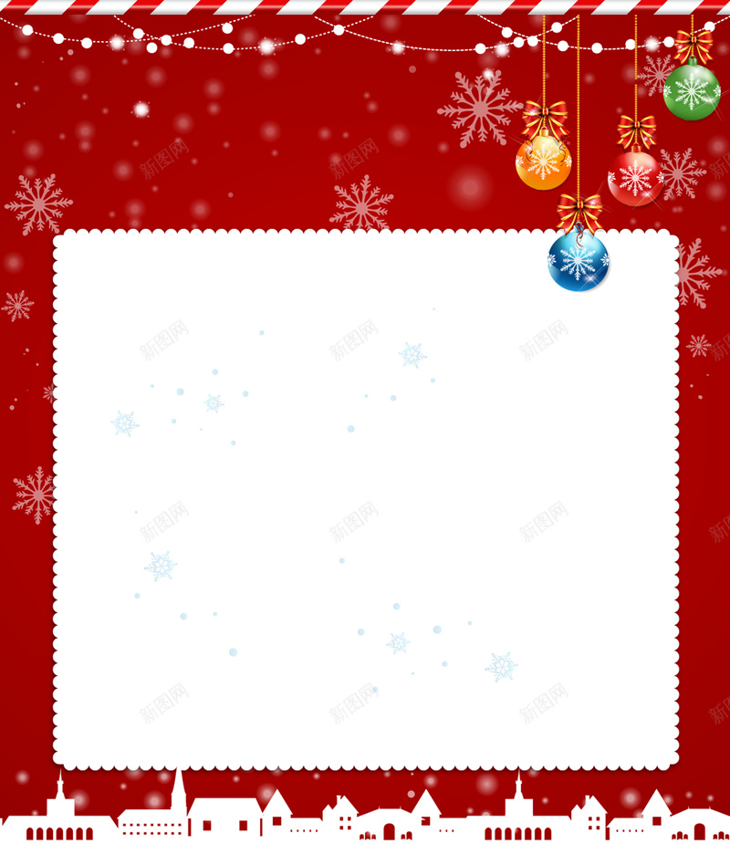 红色卡通圣诞背景psd设计背景_88icon https://88icon.com 卡通 圣诞球 城市 手绘 童趣 边框 雪花 黑色