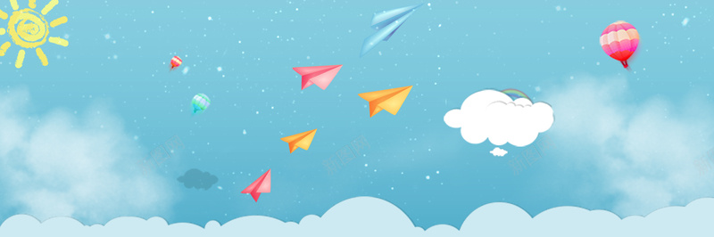 蓝色夏天旅游卡通bannerpsd设计背景_88icon https://88icon.com 卡通banner 卡通背景 夏天旅游 旅游 旅游banner 旅游背景 旅行 纸飞机 蓝色 蓝色背景