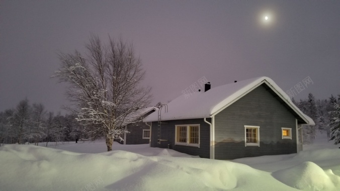 自然风光月光雪景背景