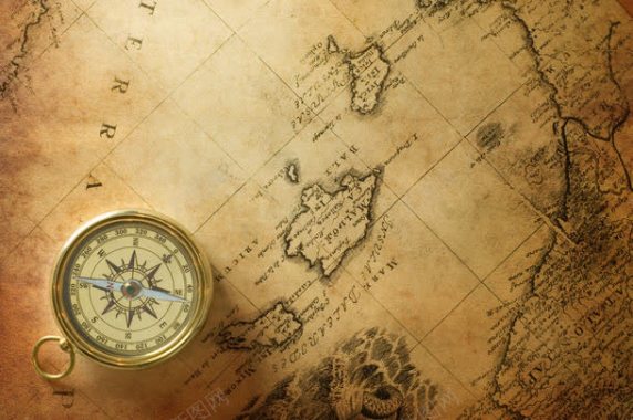 指南针与航海地图背景