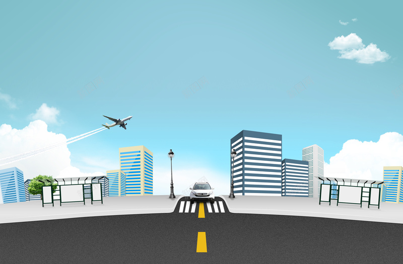 手绘飞机马路汽车建筑印刷背景psd设计背景_88icon https://88icon.com 卡通 印刷背景 建筑 手绘 汽车 童趣 飞机 马路