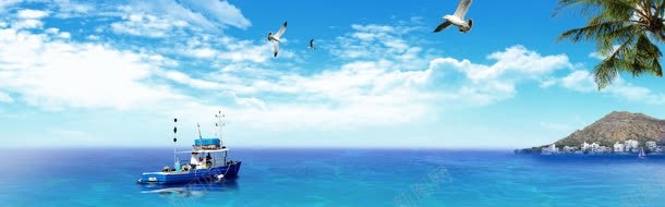 海天背景bannerjpg设计背景_88icon https://88icon.com 大海 树木 海天背景 船