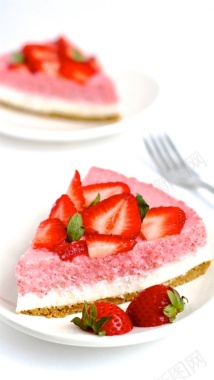 草莓蛋糕小清新H5背景摄影图片