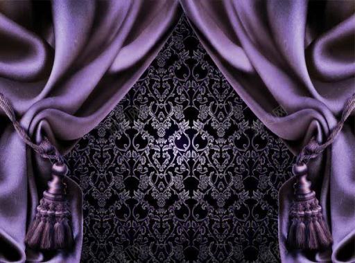 紫色窗帘花纹背景背景