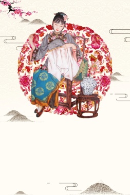刺绣传统手工艺海报背景