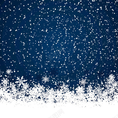 圣诞夜雪花纷飞蓝色背景图背景