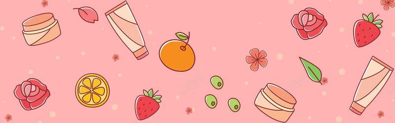 手绘水果护肤品可爱卡通彩色bannerpsd设计背景_88icon https://88icon.com banner 保湿 卡通 可爱 彩色 手绘 护肤品 水果 花朵 草莓