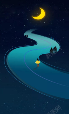 夜空中的孤独道路海报背景