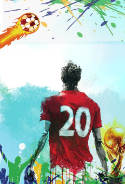 彩色油画创意足球比赛海报背景背景