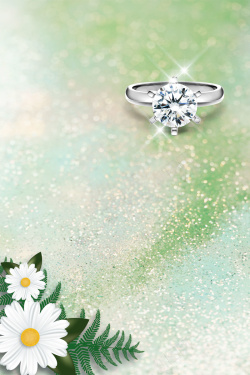 珠宝店宣传绿色质感清新珠宝戒指花卉背景高清图片