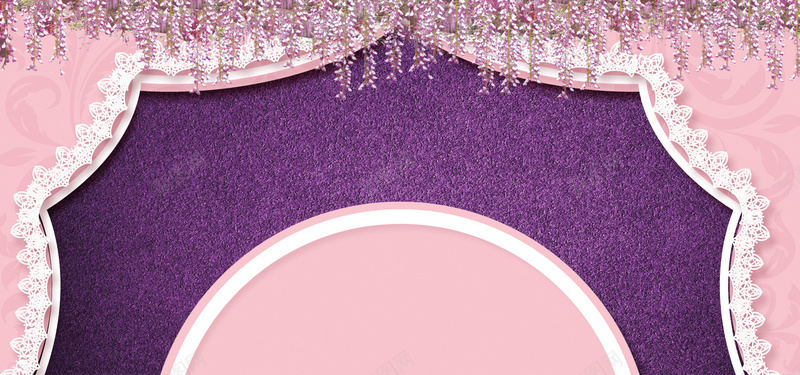 奢华婚礼蕾丝几何粉色banner背景背景