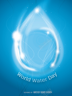 世界水日水滴海报背景矢量图背景