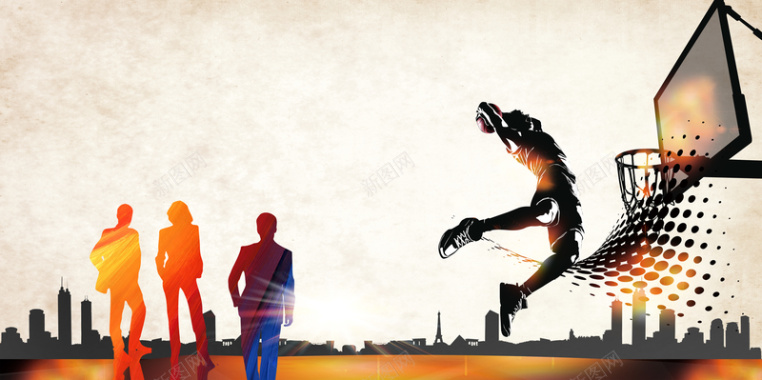 人物剪影篮球比赛宣传海报背景背景