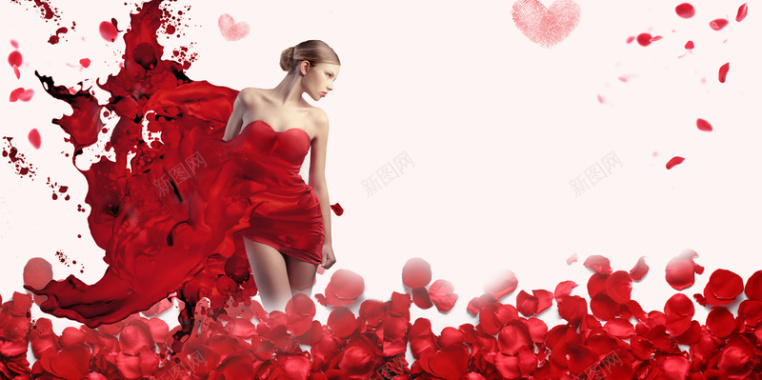 浪漫玫瑰情人节平面广告背景