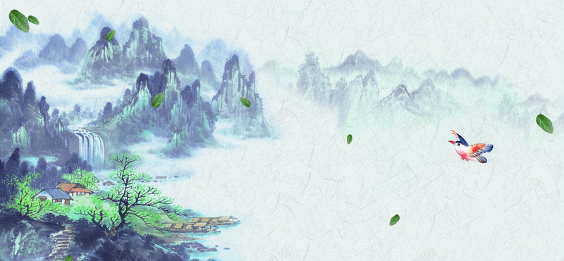谷雨中国风山河燕子纹理背景背景