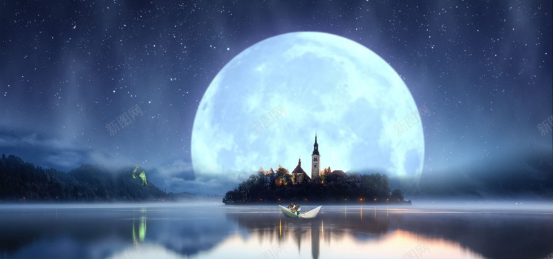 月光下的城堡背景装饰背景
