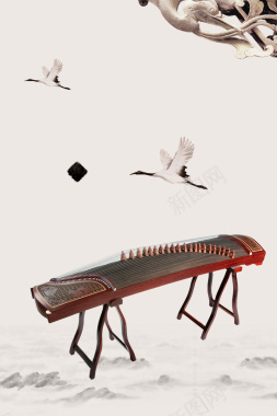 中国风古筝古典乐器培训海报背景背景