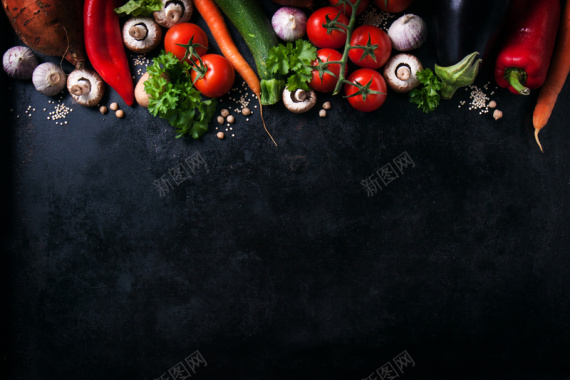 深色蔬果质感西餐海报背景背景