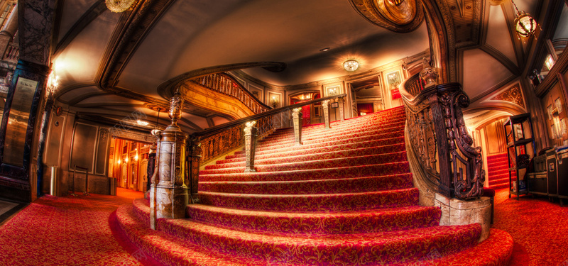 奢华室内大红地毯扶梯背景摄影图片