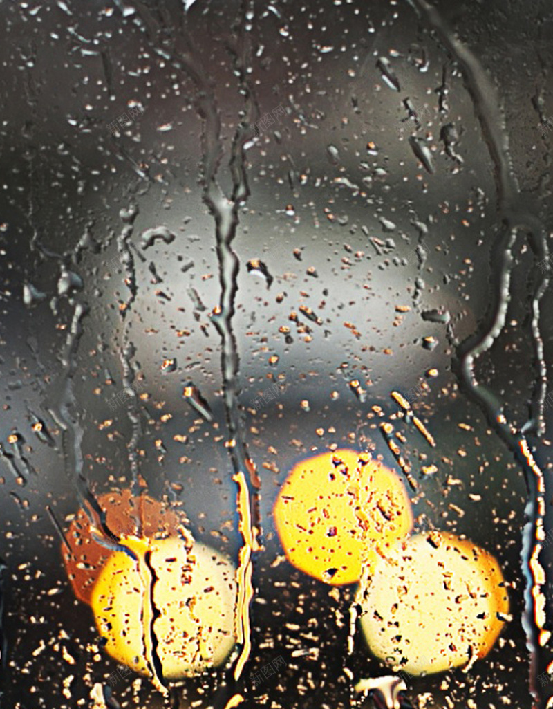 雨中景色手机H5背景jpg_88icon https://88icon.com H5 h5 光圈 摄影 玻璃 雨珠 风景 黄色 黑色