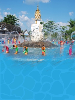 傣族人物蓝色民族风情傣族泼水节背景高清图片