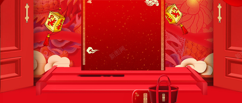 新年开门红传统红色背景背景