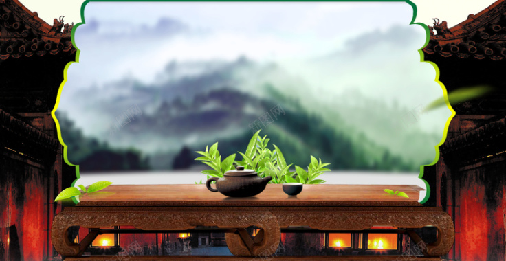 茶道茶具茶文化背景模板背景