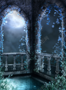 魔幻童话拱门背景背景