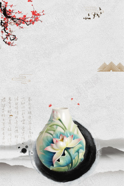 古玩白色中国风艺术展架花瓶海报背景