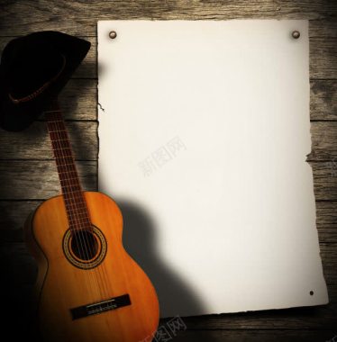 纸张与吉它背景