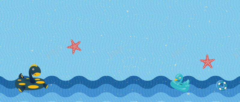 小海龟游泳卡通海浪蓝色背景背景