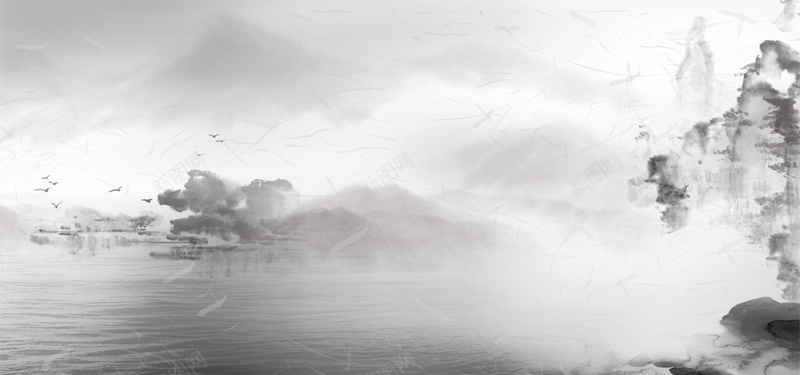 水墨画中国风背景psd设计背景_88icon https://88icon.com 中国风 古屋 国画 墨迹 小溪水墨 水墨山 水墨画 河 河水 海报banner