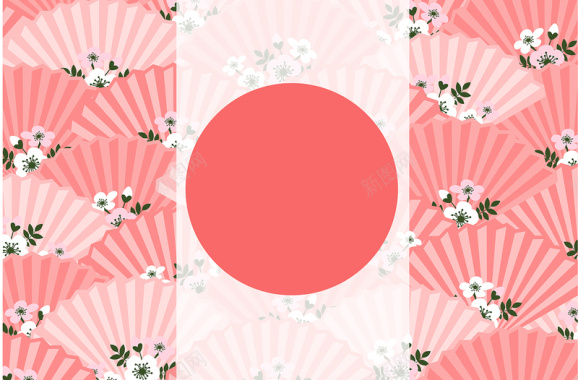 日式可爱折扇主题详情页矢量背景背景