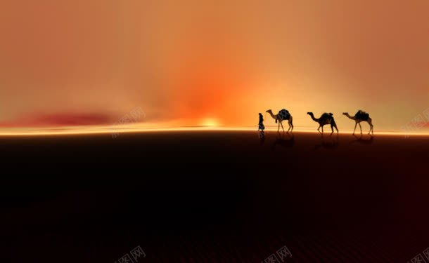 骆驼人物沙漠阳光背景