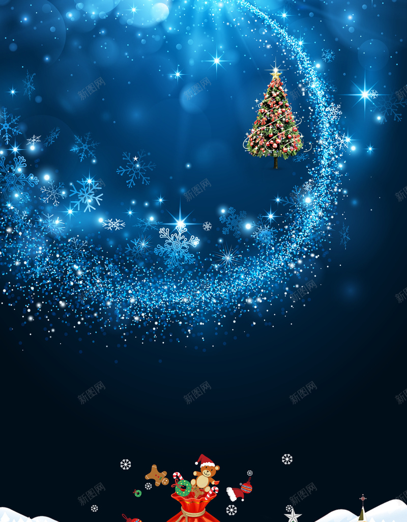 蓝色星空圣诞节圣诞之夜psd设计背景_88icon https://88icon.com 卡通 商场海报 圣诞之夜 圣诞树 圣诞节 圣诞节礼物 星空 电商海报 蓝色 雪地