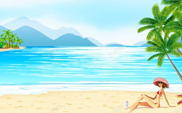 夏天沙滩暑假广告背景背景