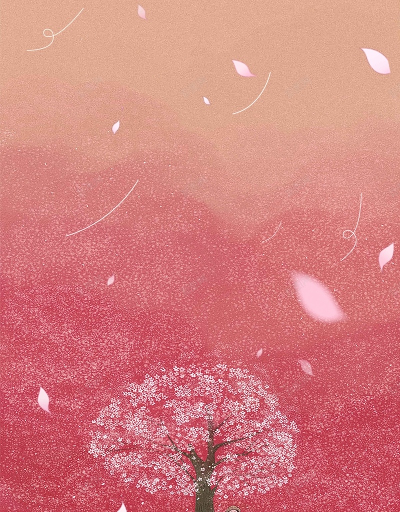 小清新治愈系手绘插画psd设计背景_88icon https://88icon.com in the up wind 小清新 少女 执着 治愈 爱情 等待 等待爱情 等风来 粉红 花 花瓣 风