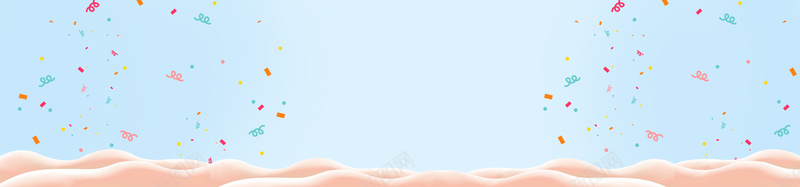 清新节日庆典蓝色背景粉色雪堆淘宝背景图背景