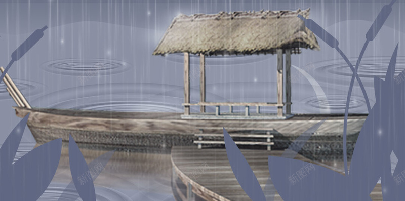 灰色中国风唯美雨季PSD分层H5背景jpg设计背景_88icon https://88icon.com H5 PSD分层 下雨 中国风 亭子 古风 唯美 月亮 梅雨季 渔船 灰色 背景素材 雨季