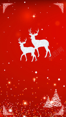 红色圣诞节麋鹿H5背景背景