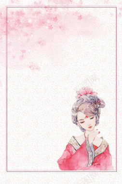粉色清新古典美女女神节花瓣背景背景