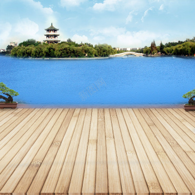 西湖雷峰塔中式家具PSD分层主图背景背景