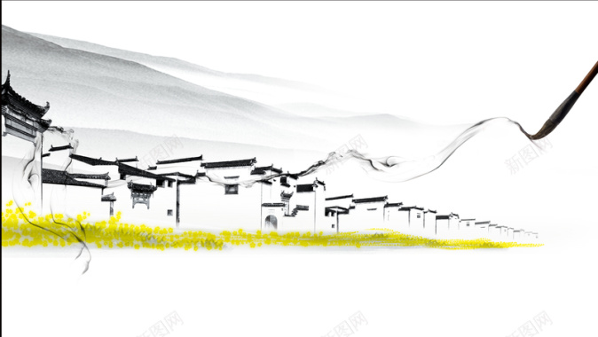 中国风徽派建筑背景模板背景