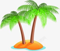 沙滩椰子树卡通夏天素材