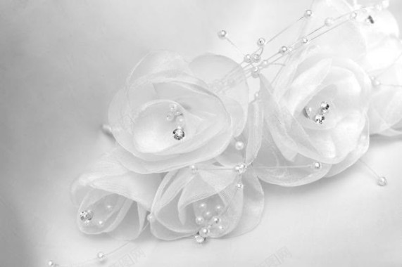 婚庆珍珠白纱花朵背景背景