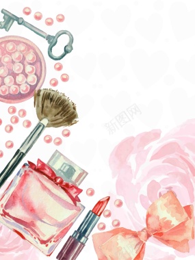 手绘化妆品三八妇女节促销节日海报背景模板背景