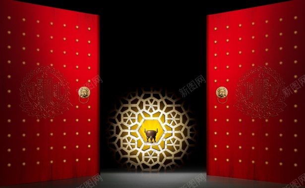 红色大门背景背景